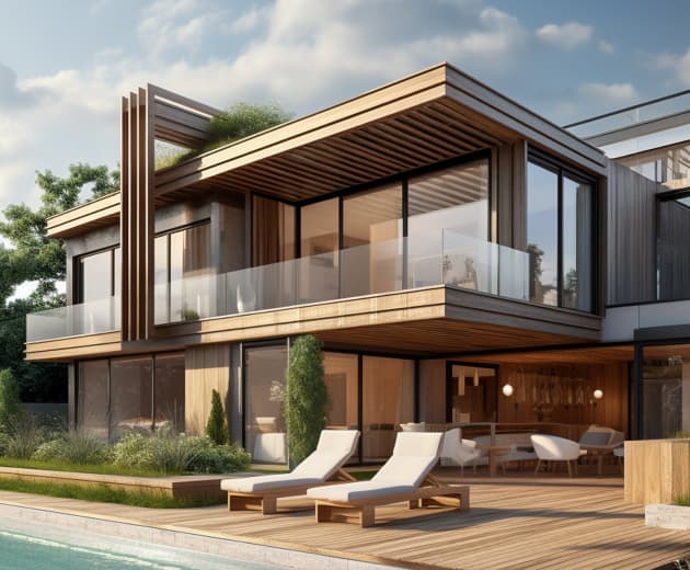 Nowoczesny budynek szklany z basenem